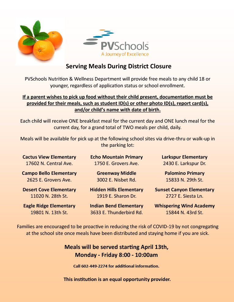 PVSchools Serving Meals During District Closure